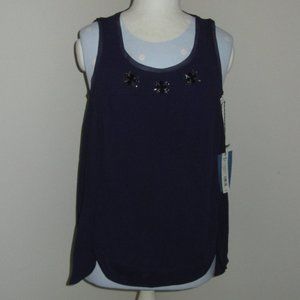Women Beautiful Sleeveless Semi-Sheer Purple Top SVVW Small NWT-$50.00